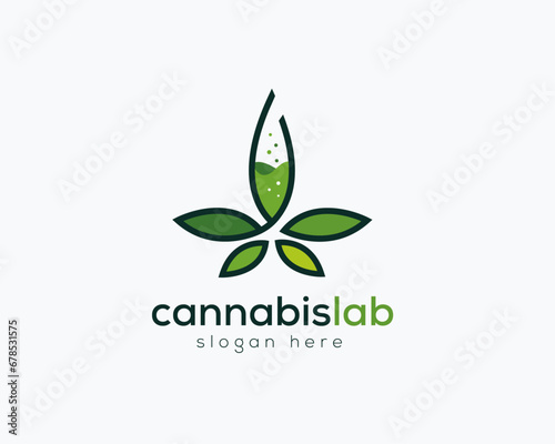 Cannabis leaf logo design template. Medical cannabis logo design.