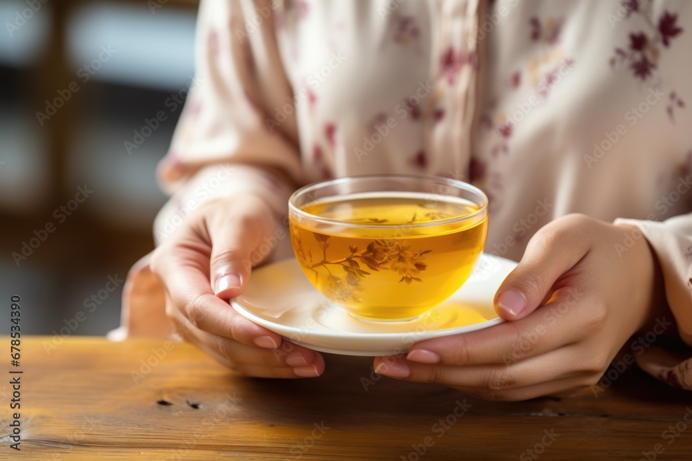 unrecognizable woman relaxing over a cup of tea. AI Generated unrecognizable woman relaxing over a cup of tea. AI Generated