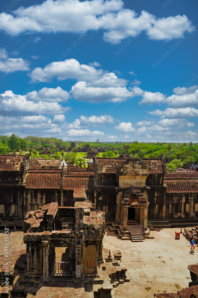 View from the highest point of the Angkor Wat temple complex at Siem Reap, Cambodia, Asia