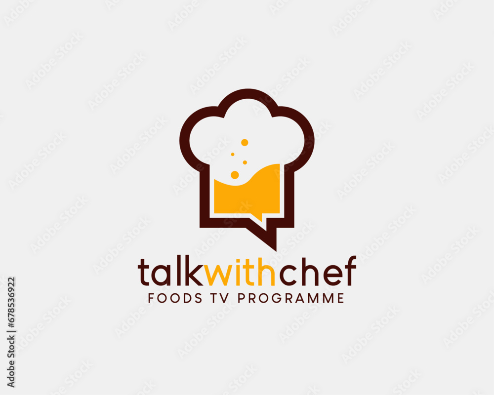 Food chat logo template vector icon illustration design.Chef logo template