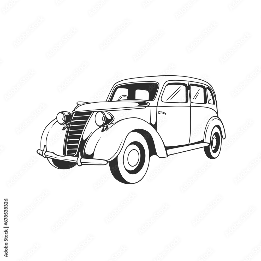 Outline illustration design of a vintage car 31
