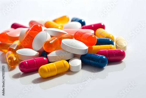 Medicina de colores todo tipo de pastillas y pildoras, grandes y chicas amarillas, naranjas, rojas y blancas