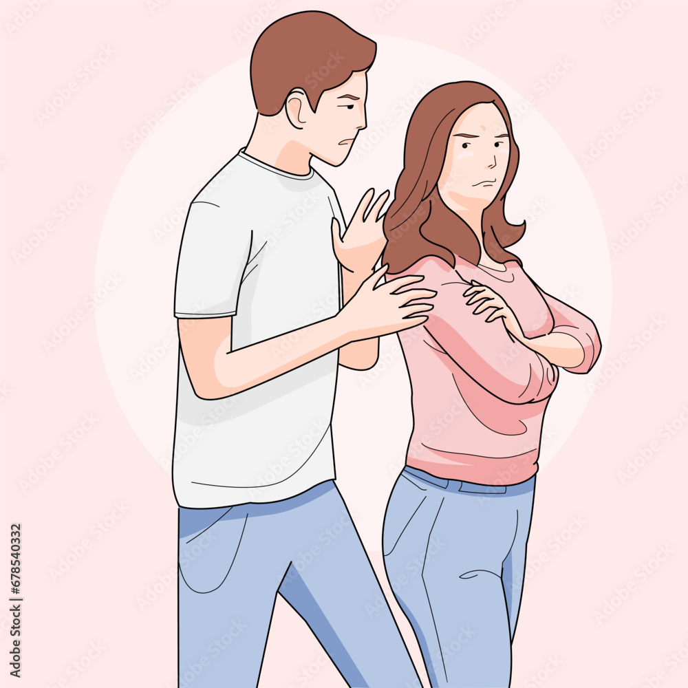 Man apologizing to women, relationship couple in fight Man apologizing to women, relationship couple in fight