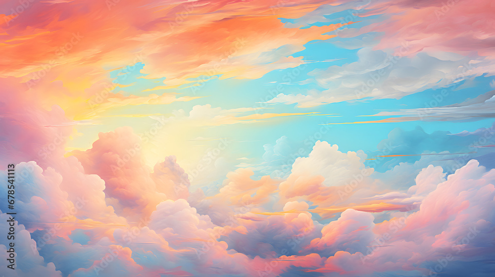 Bright color clouds background or texture. Generative Ai.