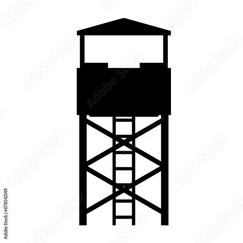 Watchtower silhouette vector. Guard tower silhouette can be used as icon, symbol or sign. Guard post icon vector for design of military, security or defense