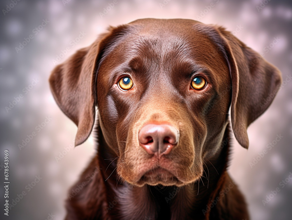 close up portrait of a chocolate labrador