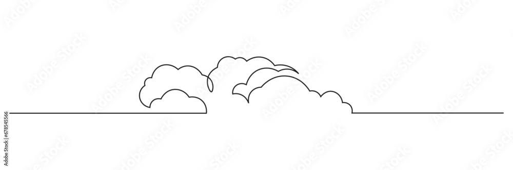 illustration of cloud and sun weather continous one line art - obrazy, fototapety, plakaty 