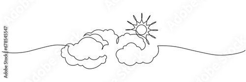 illustration of cloud and sun weather continous one line art