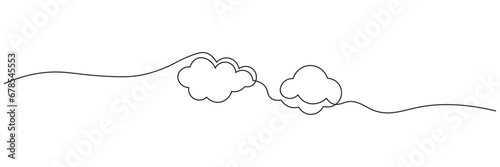 illustration of cloud and sun weather continous one line art photo
