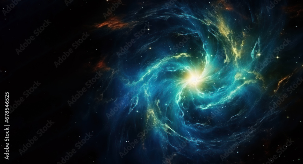 bright blue star on galaxy with copy sapce