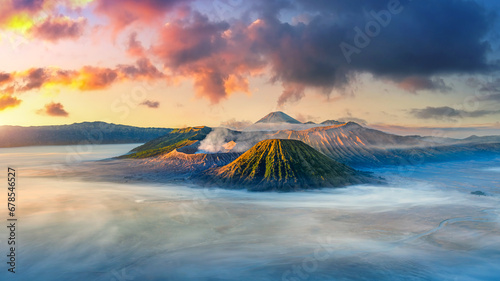 Mount Bromo volcano (Gunung Bromo)in Bromo Tengger Semeru National Park, East Java, Indonesia. photo