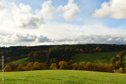 autumn meadow in german forest odenwald