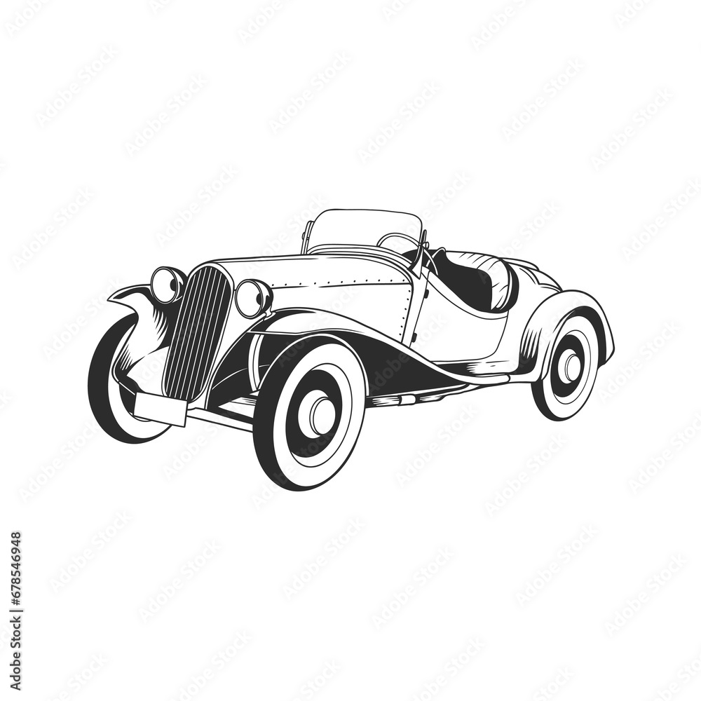 Outline illustration design of a vintage car 35