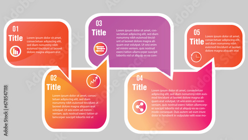 rectangular business infographic template. Vector illustration with 5 options, steps or sections © Haseen