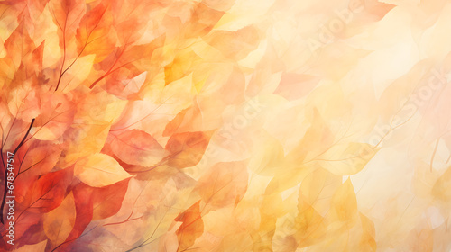 Abstract autumn watercolor art. Bright warm colors, fall leaves marble texture. Generative Ai.
