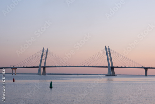 Bridge at sunset Sevkabel Port, St. Petersburg