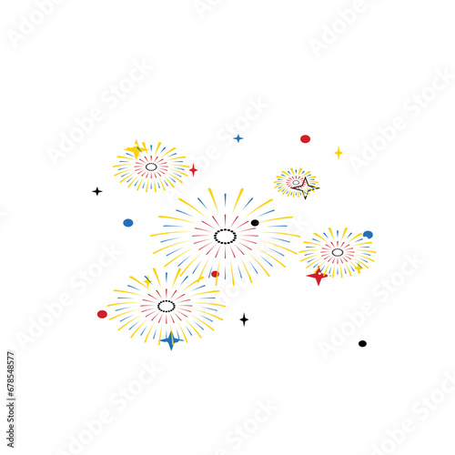 Multicolored fireworks isolated on white background. Colorful fireworks for party  festival  party  colorful sky  exploding stars. Celebrate a birthday or Christmas.