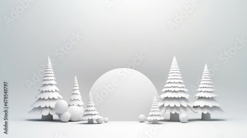 Christmas greeting card with fir and decorations with copy space