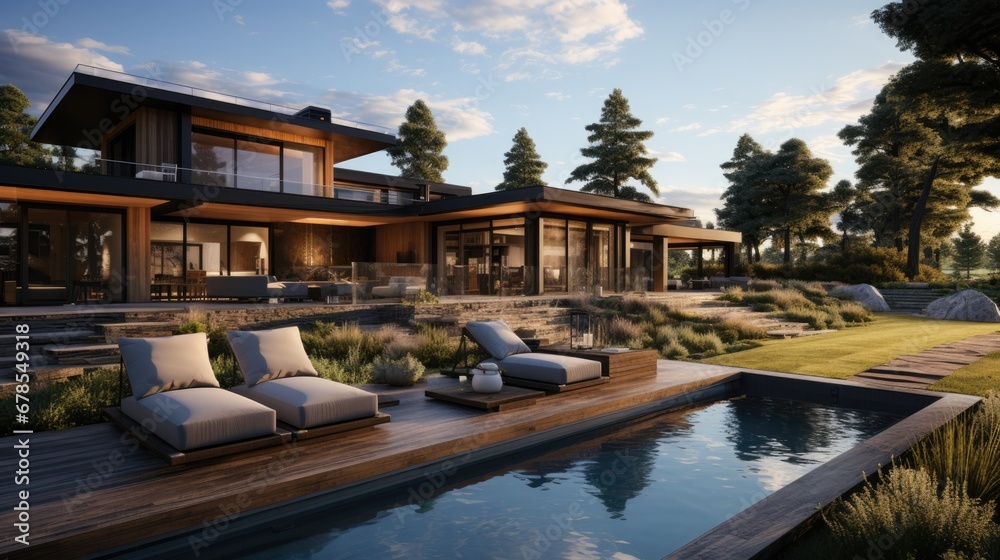 Fototapeta premium Cutting-edge 3D rural landscapes highlighting metaverse real estate possibilities 
