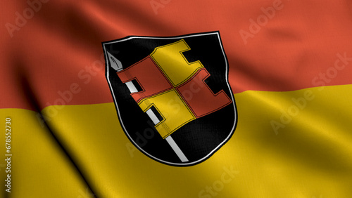 Wurzburg City State Flag Germany. Waving Fabric Satin Texture National Flag of Wortzburch 3D Illustration. Real Texture Flag of the Wurzburg City in the Germany. 