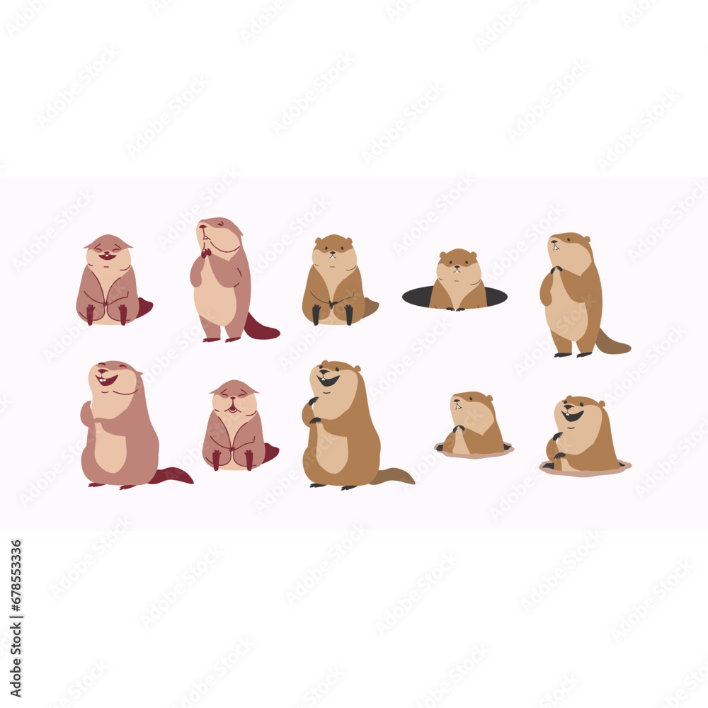 Fototapeta premium Groundhog Flat Illustration