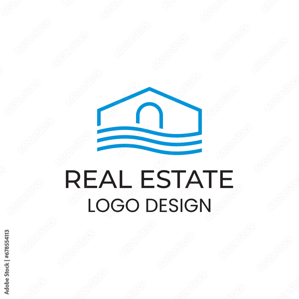 Simple Real Estate on Beach Logo Vector Icon Illustration
