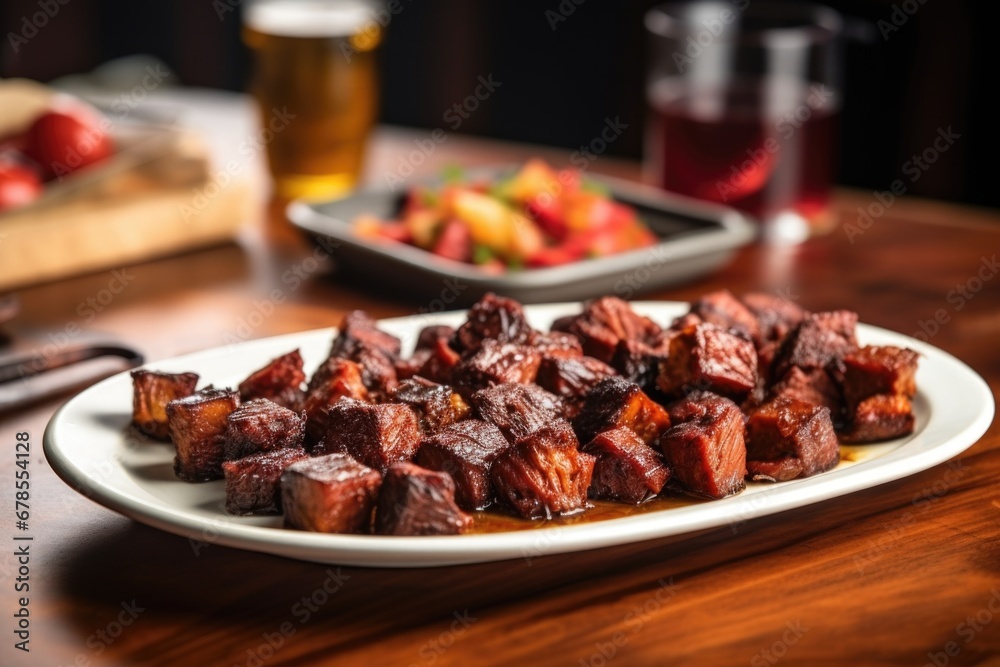 heaping serving of burnt ends on a platter heaping serving of burnt ends on a platter
