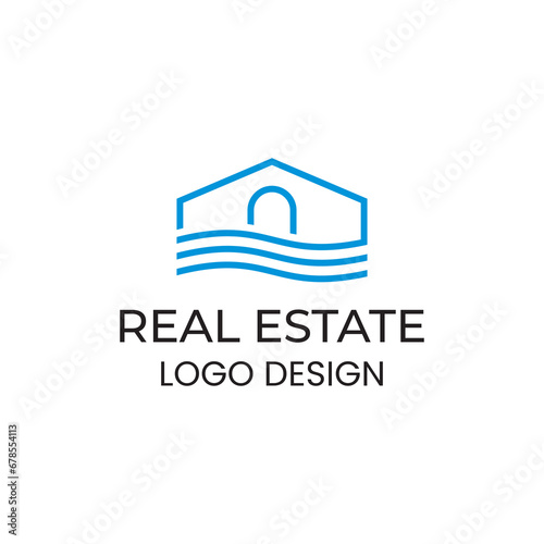 Simple Real Estate on Beach Logo Vector Icon Illustration