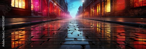 Dark Street Reflection Neon Light On , Banner Image For Website, Background abstract , Desktop Wallpaper