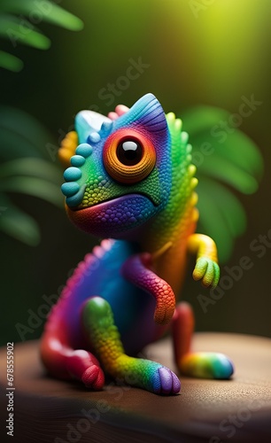 multicolor chameleon portrait