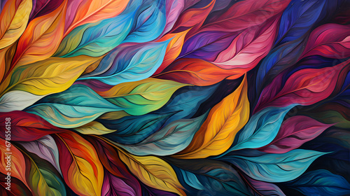 colorful leaf oil paint wall design background. Generative Ai.