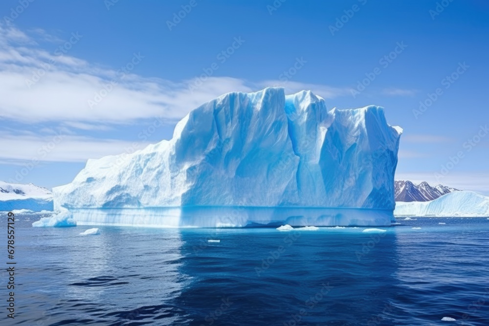 iceberg breaking away from a glacier at sea iceberg breaking away from a glacier at sea