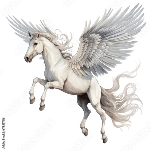 Pegasus horse with wings flying up