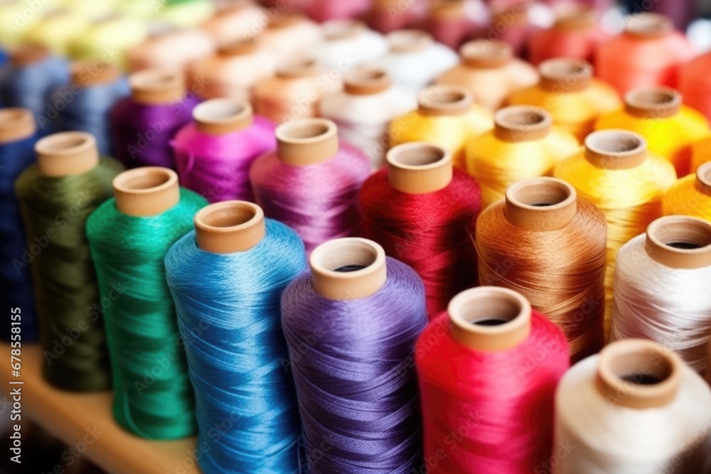 close-up of threads getting on bobbins close-up of threads getting on bobbins