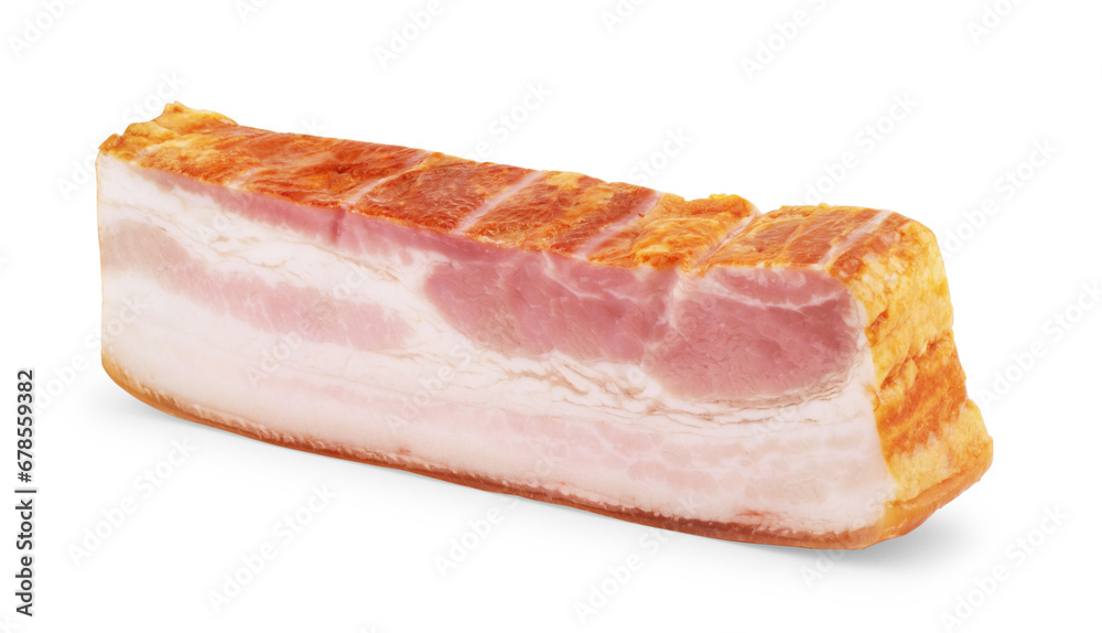 Smoked bacon strips, isolated on white background. Slices of smoked bacon isolated on white background. Smoked bacon strips, isolated on white background. Slices of smoked bacon isolated on white background.