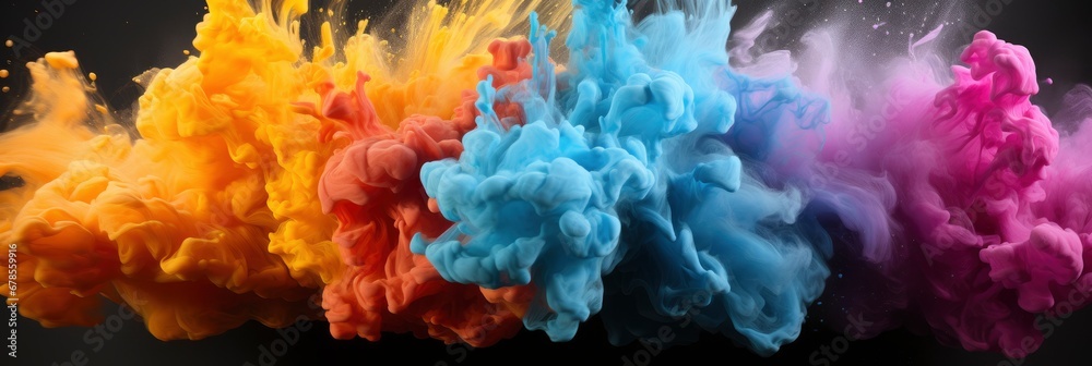 Colored Powder Explosion Abstract Closeup Dust , Banner Image For Website, Background abstract , Desktop Wallpaper