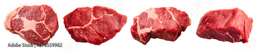 raw beef steaks isolated on transparent background - design element PNG cutout set collection photo