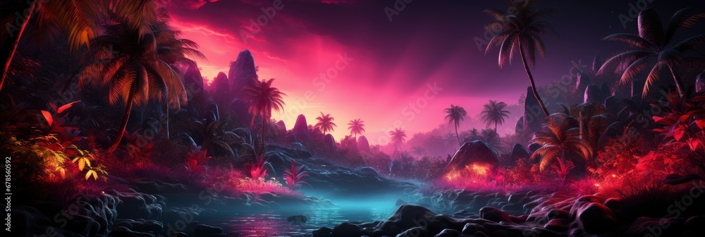 Creative Fluorescent Color Layout Made Tropical , Banner Image For Website, Background abstract , Desktop Wallpaper