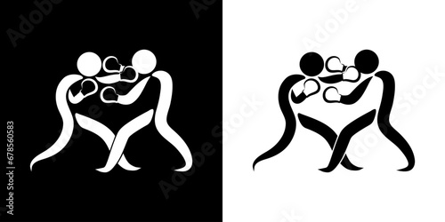 Pictogrammes représentant un match de boxe, une des disciplines des compétitions sportives de combat.