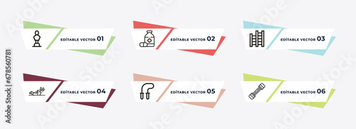 bosu ball, pill and tablet, gym ladder, stick man hoop, skip rope, chest expanders outline icons. editable vector from gym and fitness concept.