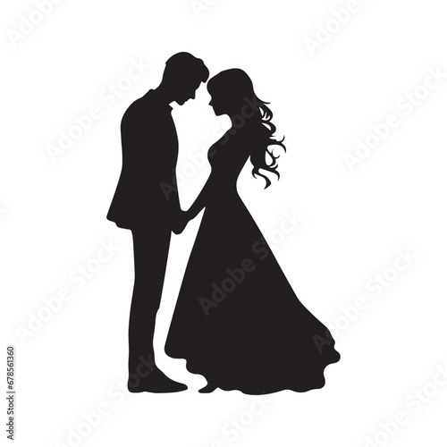 Stylish Black Silhouette of a Couple - An Elegant Vector Depiction of Love and Unity, Perfect for Stock Use and Various Artistic Visuals