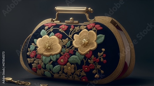 A stunning purse with authentic black embroidery.
