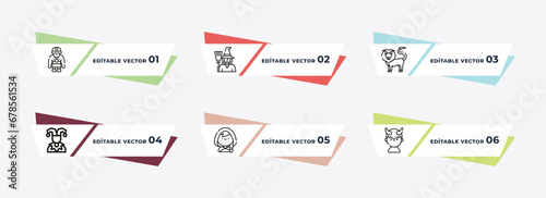 dwarf, witch, chimera, joker, quetzalcoatl, enchantment outline icons. editable vector from fairy tale concept.