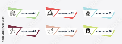 cinderella carriage, hydra, knight, cyclops, monster, viking outline icons. editable vector from fairy tale concept.