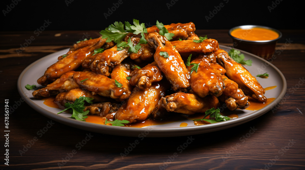 A plate full of chicken wings