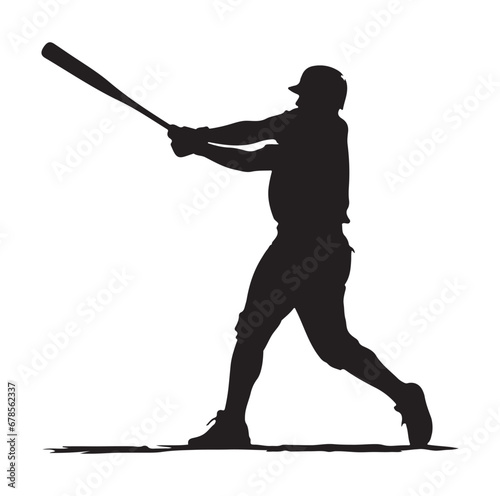 Baseball Players Silhouettes vector . photo