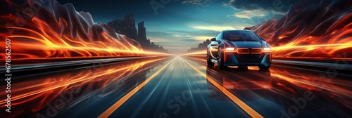 Blue Car Lights Night Long Exposure , Banner Image For Website, Background abstract , Desktop Wallpaper