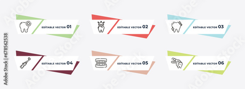 white teeth, inner tooth, clean tooth, toothbrushes, partial denture, tooth extraction outline icons. editable vector from dentist concept.