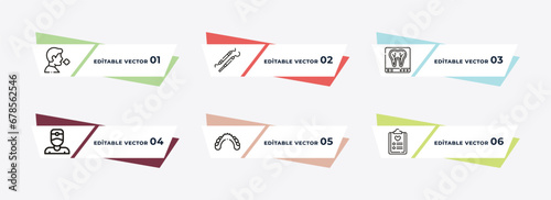 breath, dentist scissors, dental protection, dentist, denture, check up outline icons. editable vector from dentist concept.