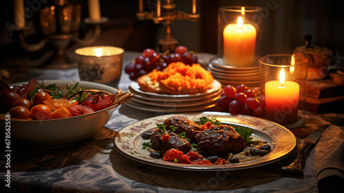 A plate of food on a table